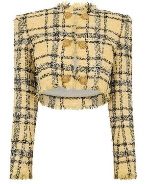 Balmain Cropped Jacket - Yellow