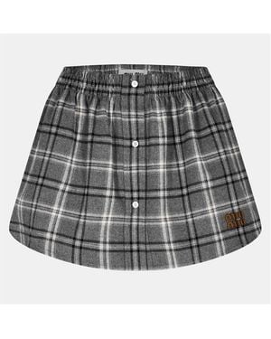 Miu Miu Flannel Mini Skirt - Grey