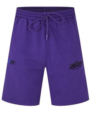 Off-White c/o Virgil Abloh Embroidered Skate Fleece Jogger Shorts - Purple