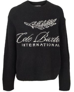 Cole Buxton Inter Knitted Crew Neck Jumper - Black