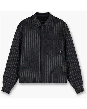 Represent Cropped Wool Long Sleeve Oversized Fit Overshirt - Black