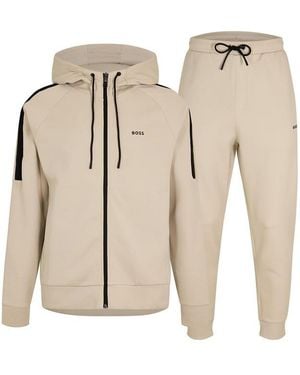 BOSS Hbg Tracksuit Set, Stretch With Logo - Natural