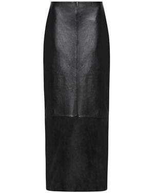 St. Agni Leather Column Skirt - Black