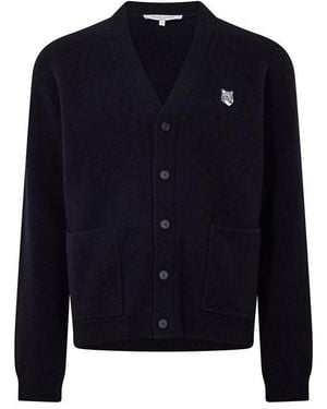 Maison Kitsuné Fox Hood Milano Lamb Cardigan - Blue