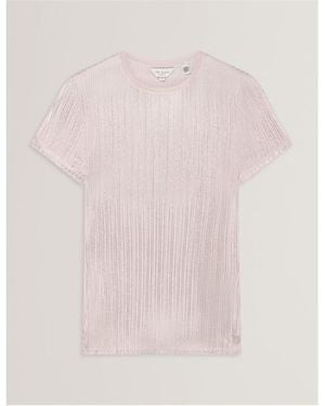 Ted Baker Metallic Slim Fit T-Shirt - Pink
