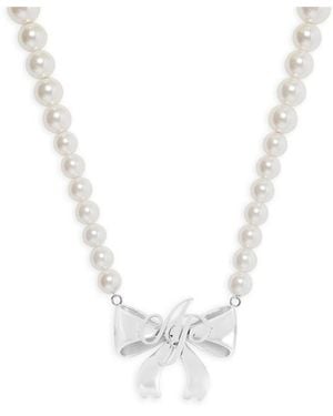 Agent Provocateur Beki Pearl Bow Pendant - Metallic