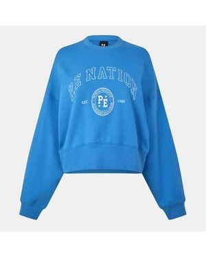 P.E Nation Adobe Crew Neck Relaxed Fit Crew Sweatshirt - Blue