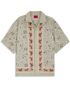 HUGO Long Sleeve Patterned Shirt - Grey
