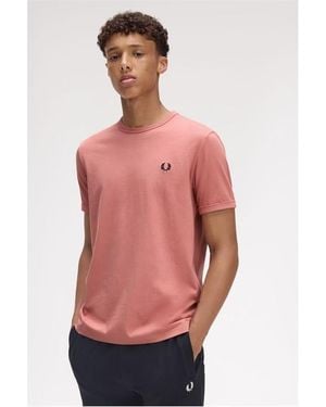 Fred Perry Ringer T-Shirt - Red