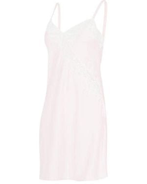 Ralph Lauren Satin Lace-Trim Chemise - White