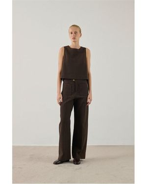 Soeur Straight Leg Trousers - Brown