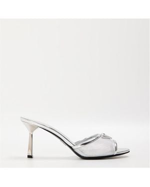 Prada Mesh Heeled Mules - Metallic