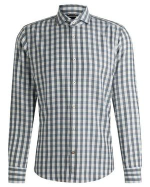 BOSS Long Sleeve Oxford Shirt - Grey