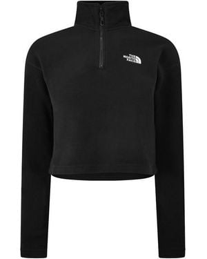The North Face Glacier Quarter-Zip Crop Fleece Top - Black