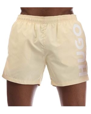 HUGO Logo Print Swim Shorts - Natural