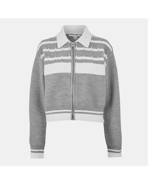 The Couture Club Emblem Zip Crew Neck Jumper - Grey