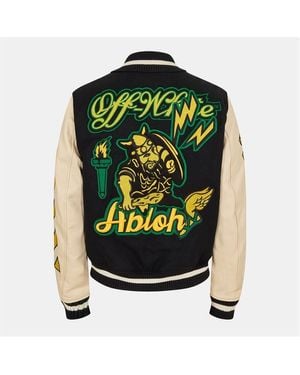 Off-White c/o Virgil Abloh Off Lthr Varsity Jkt - Black
