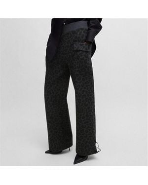 BOSS Naomi X Animal-Print Tracksuit Bottoms - Black