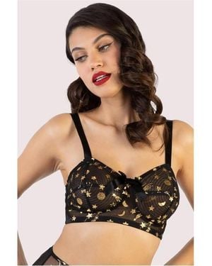 Playful Promises Solar & Cosmic Print Bullet Bra - Black