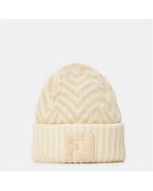 Fendi Chevron Alpaca Hat - Natural