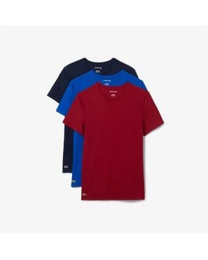 Lacoste 3 Pack Slim Fit T-Shirts - Red