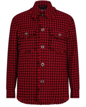 Versace Tweed Wool-Blend Blazer Jacket - Red