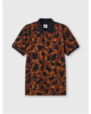 Pretty Green Brindle Short-Sleeve Polo Shirt - Brown