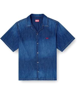 DIESEL Short Sleeve Plain Shirt - Blue