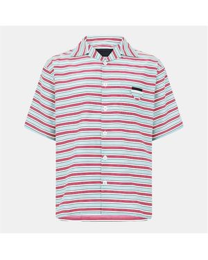 Prada Short Sleeve Relaxed Fit Bowling Shirt - Blue