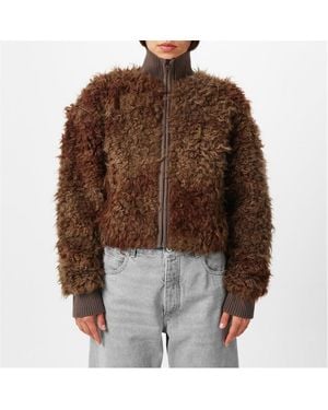 Acne Studios Faux Freya Zip Front Teddy Coat - Green