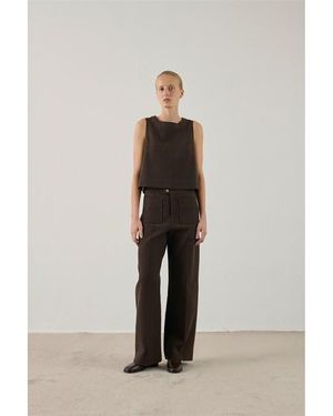 Soeur Short Sleeve Blouse - Brown