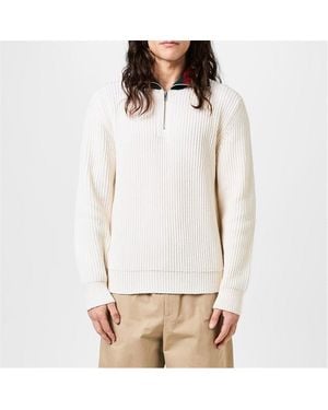 Gucci Knitted Quarter Zip Web Jumper - White