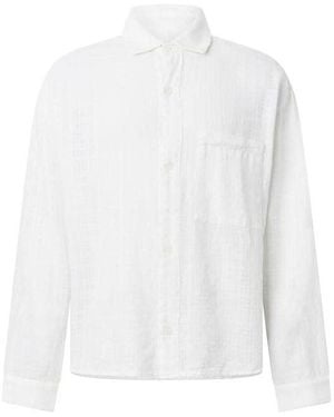 MKI Miyuki-Zoku Loose Weave Long Sleeve Patterned Shirt - White