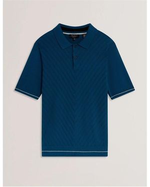 Ted Baker Print Short Sleeve Polo Shirt - Blue
