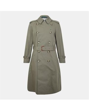 Lacoste Water-Resistant Double-Breasted Belted Trench Coat - Grey
