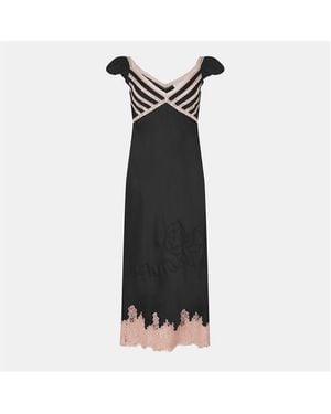 LoveShackFancy Brinkley Satin Midi Dress - Black