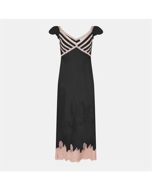 LoveShackFancy Brinkley Satin Midi Dress - Black