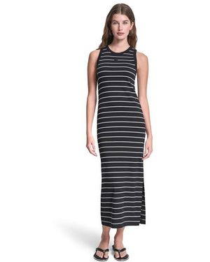 DKNY Jeans Striped Rib Tank Maxi Dress - Black