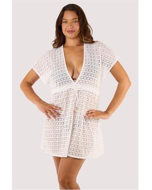 Wolf & Whistle Isla Crochet Beach Kaftan - White