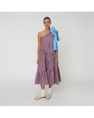 Stella Nova Striped Bow Midi Dress - Purple