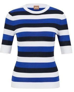BOSS Facuba Stripe Top - Blue