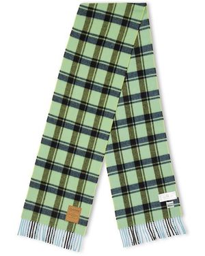 Ganni Double Wool Check Midweight Scarf - Purple