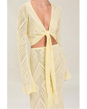 Devon Windsor Vale Crochet Tie-Front Top - Yellow