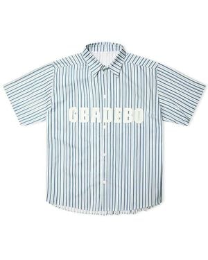GBADEBO Pleated Striped Shirt - Blue