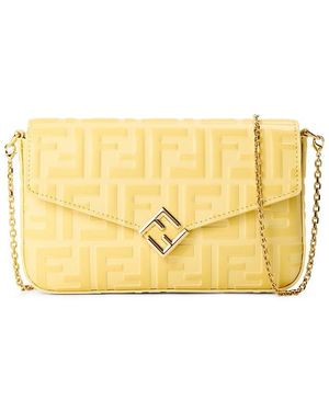Fendi Ff Diamonds Wallet On Chain - Yellow