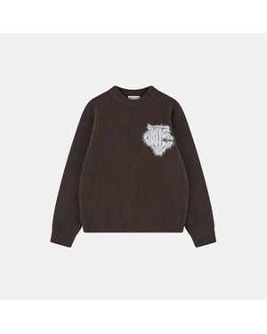 The Couture Club Fluffy Knit Crew Jumper - Brown