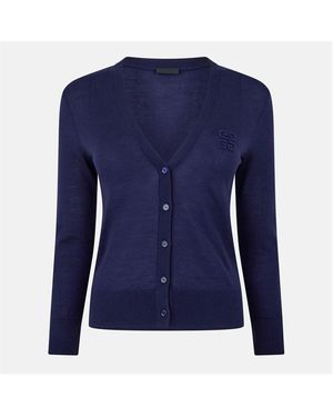 Givenchy Embroidered 4G V-Neck Cardigan - Blue
