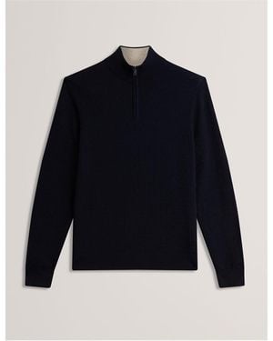 Ted Baker Stitch Half Zip Knitted Top - Blue