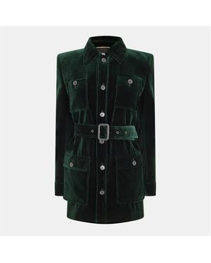 Saint Laurent Weather Resistant Tailored Fit Softshell Jacket - Green