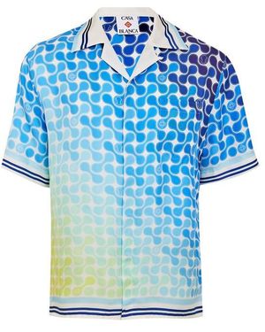 CASABLANCA Short Sleeve Bowling Shirt - Blue